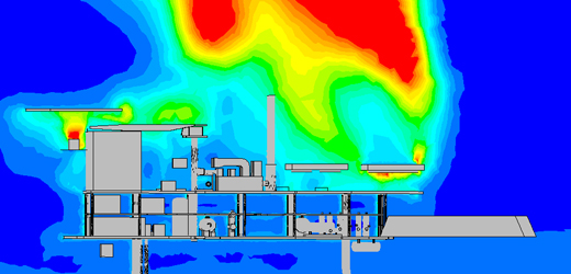Infrared image of an offshore platform on fire